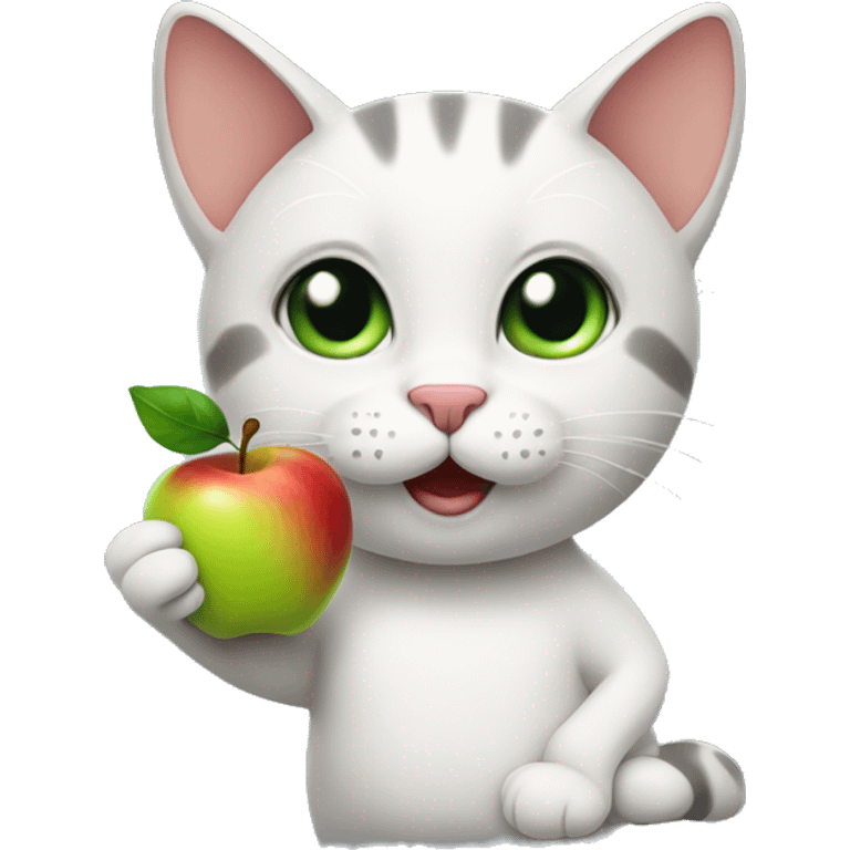 cat holding a apple emoji