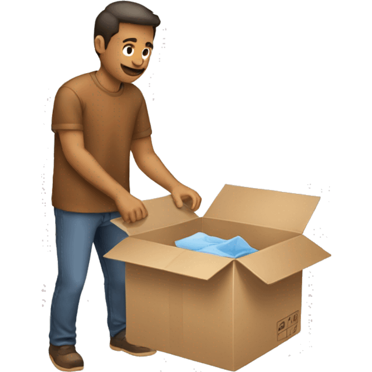 a man packing an item to a box emoji