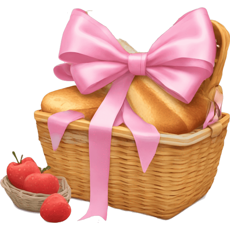 Picnic  basket in light pink bow emoji