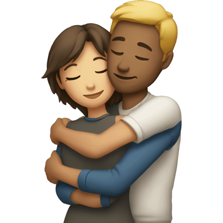 Woman hugging a man emoji