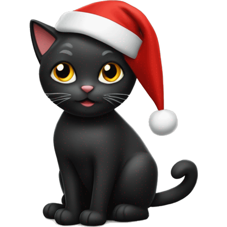 Black cat wearing Santa hat emoji