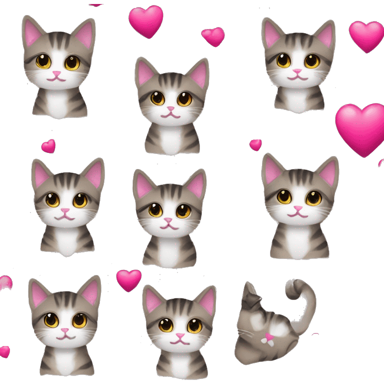 cute adorable tabby cat brown grey and black with dark pink bedazzled heart collar  emoji