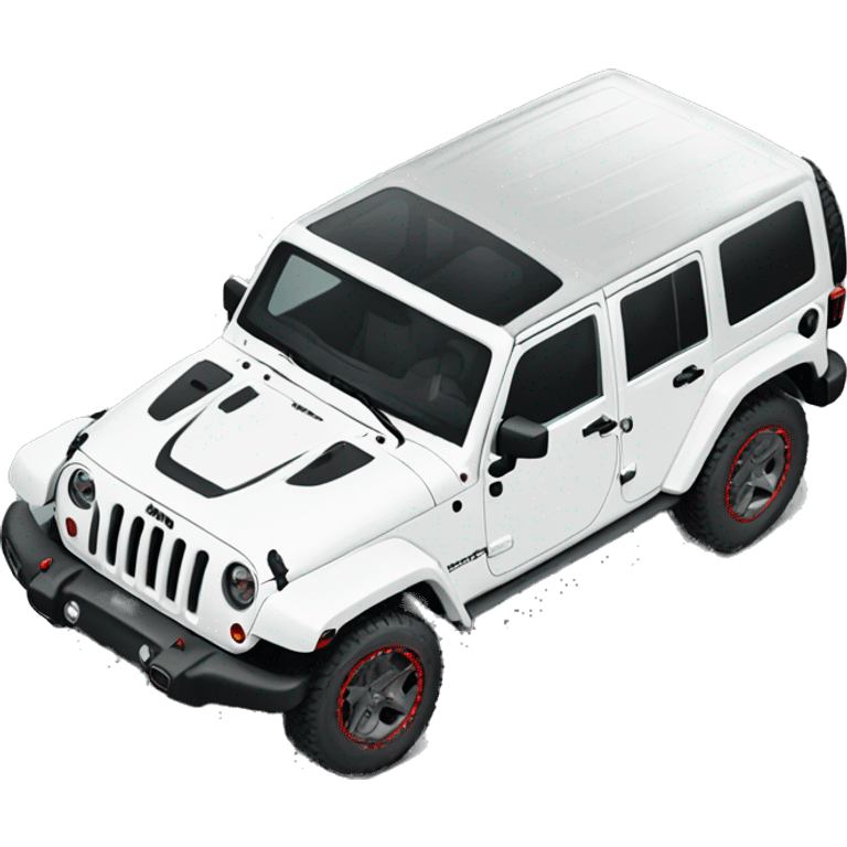 White Jeep Wrangler Rubicon with red accents  emoji