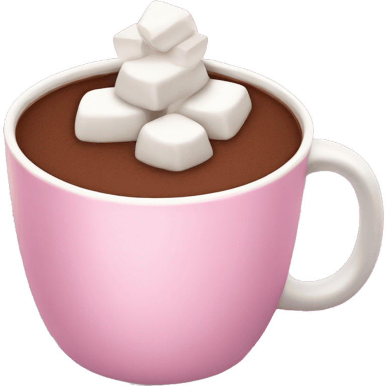 Hot chocolate with marshmallows on top in pink cup  emoji