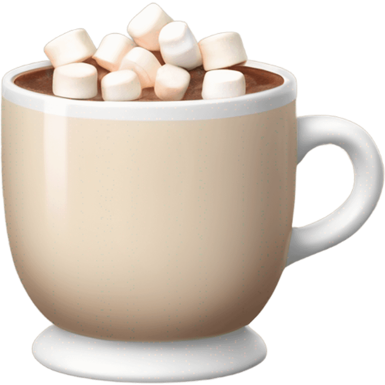 Light beige mug of hot chocolate with marshmallows  emoji