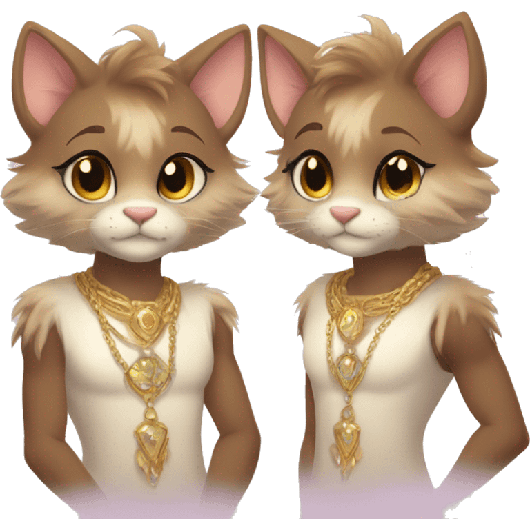 Furry, sparkle, iridescent, colorful, pastel, edgy, cool, fantasy beautiful, brown, beige, white, divine, godly, angelic, animal, anthro, full body, fursona, feline emoji