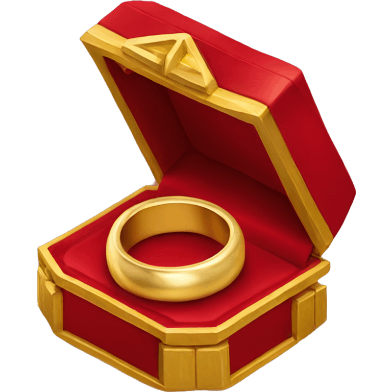 A gold ring inside a red open box  emoji