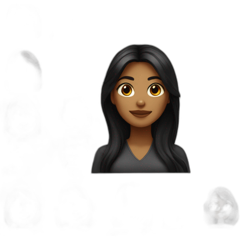 woman brown skin long dark hair with black cat emoji