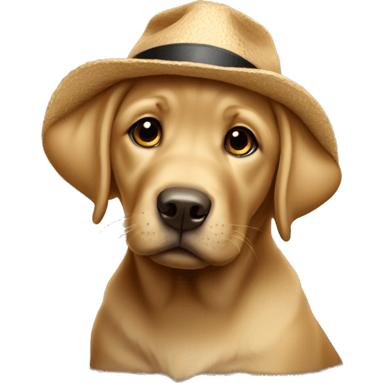 Labrador puppy wearing a hat emoji