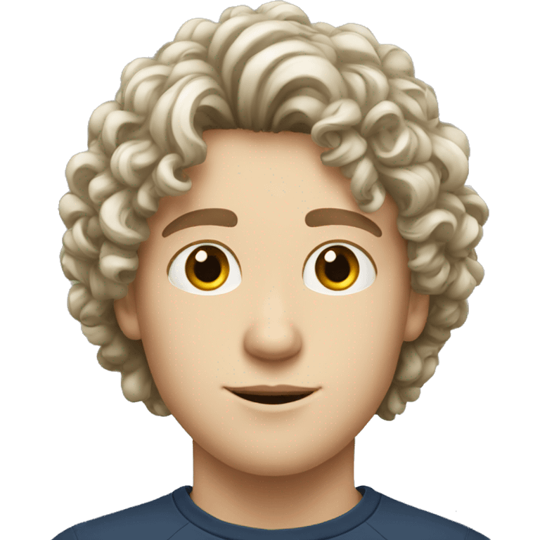 young white European guy with a straight nose and curly black hairs emoji