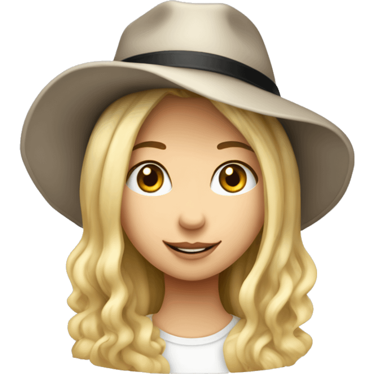 ragazza bionda con lingua fuori e cappello nero  emoji