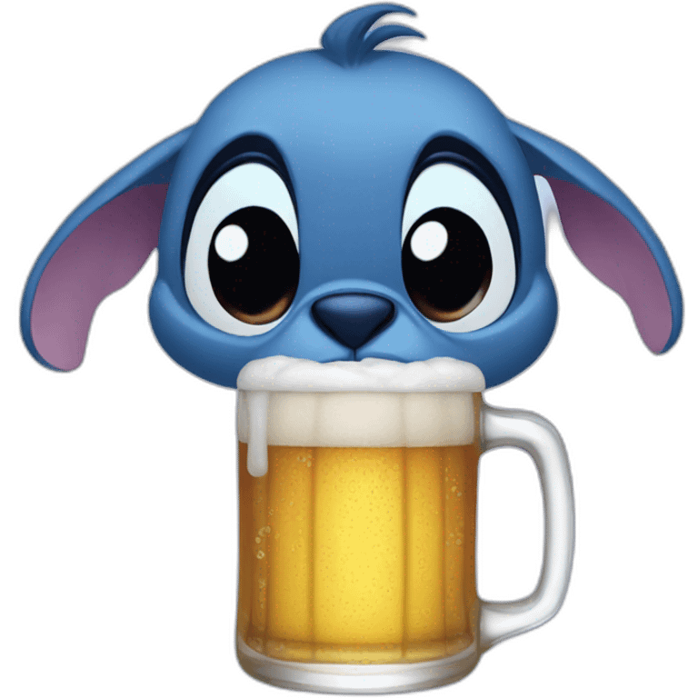 Stitch drinks beer emoji