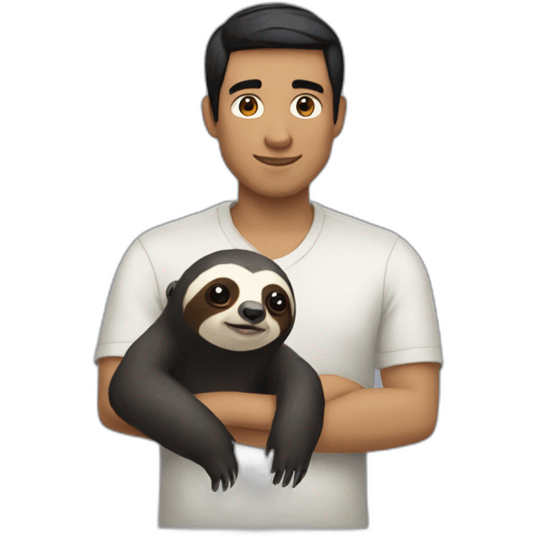 black hair pale software engineer with a sloth around the neck emoji