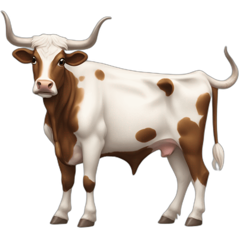 lONGHORN UDDER , FULL BODY, EXTREMELY LONG HORNS THAT SWOOP DOWN, BRINDLE COLOR, 3/4 PROFILE emoji