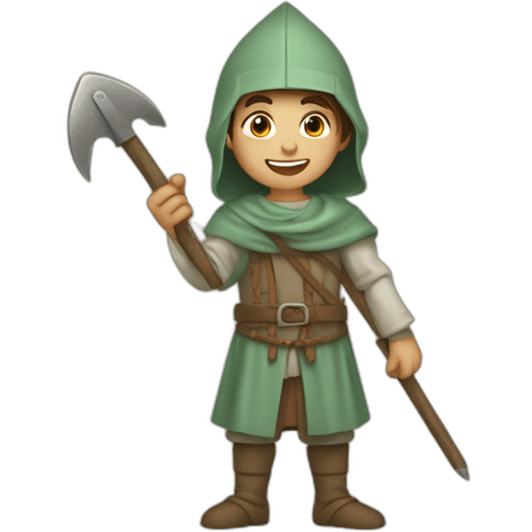 young mint apprentice yielding tool, medieval age emoji