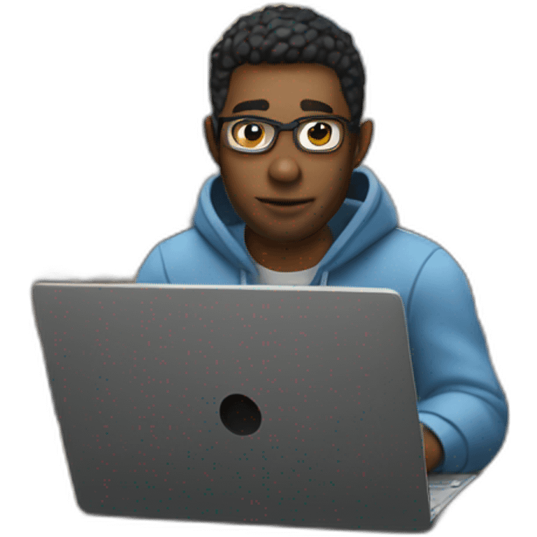 dev working on laptop with city scape in background emoji