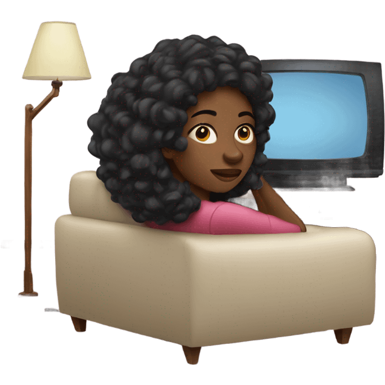 Black woman watching TV emoji