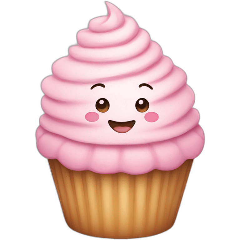 Happy light pink cupcake emoji