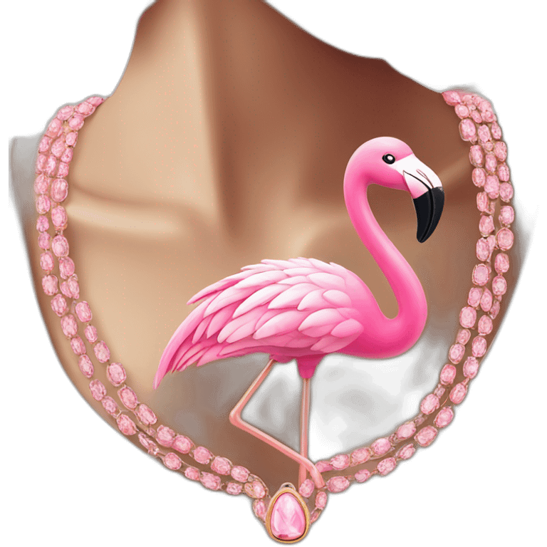 Pink flamingo in jewelry emoji