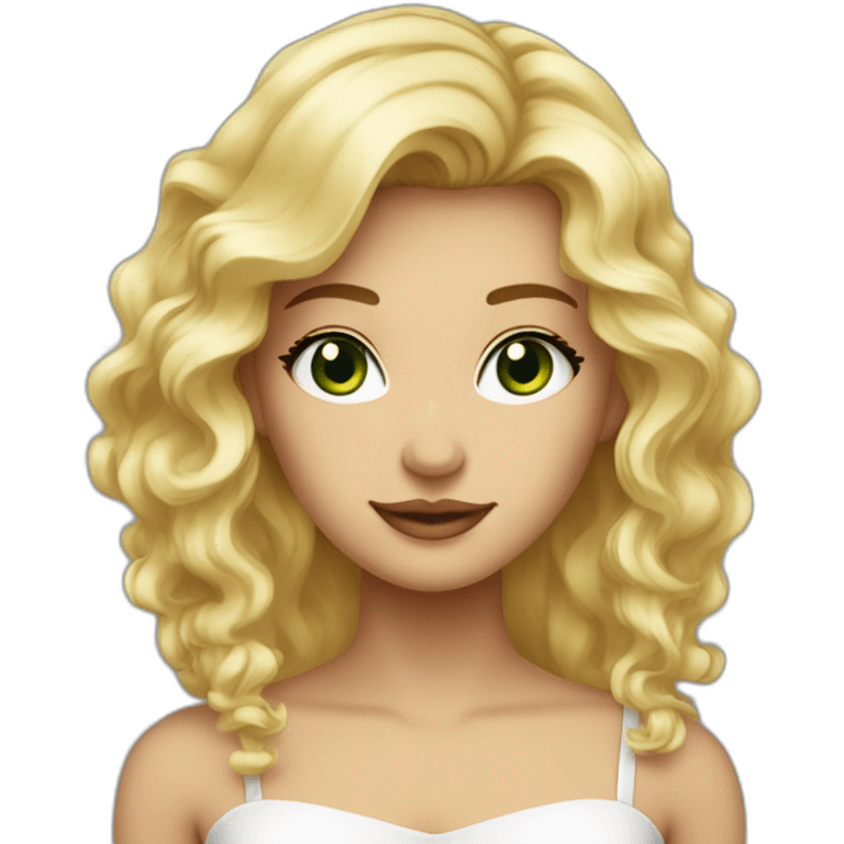 Femme blonde avec les yeux verts cheveux un peux long emoji