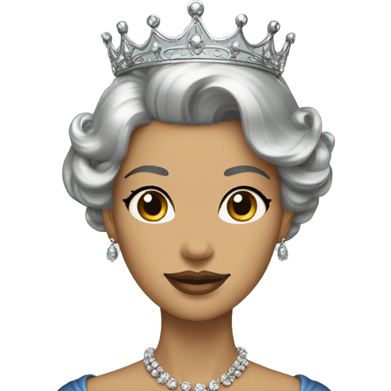 Regal lady crown vintage with black and silver hair emoji