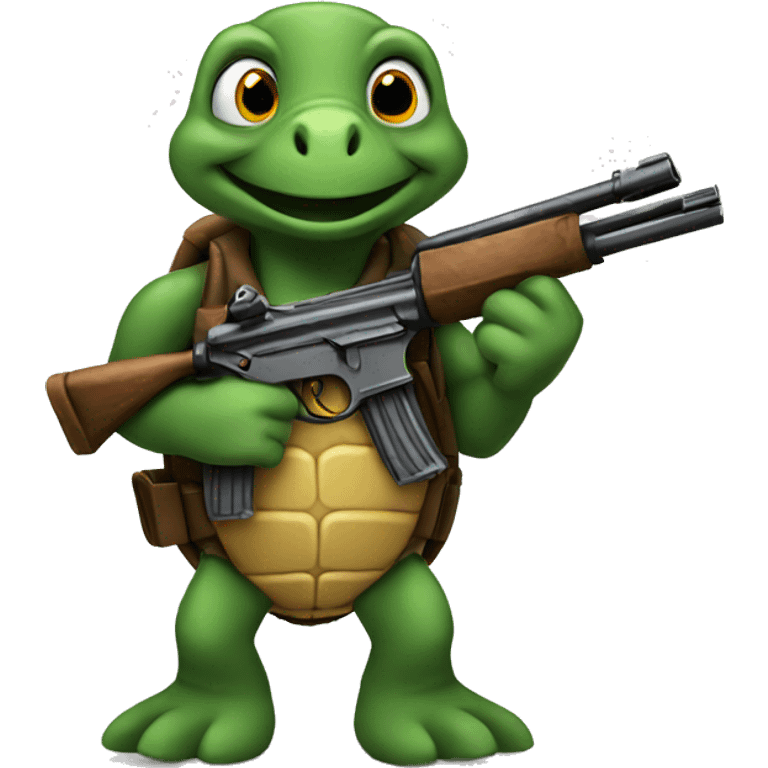 turtle holding ten guns emoji