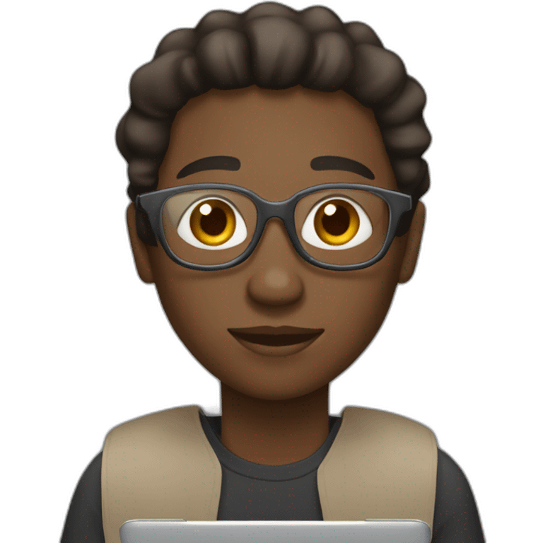 African American taking class online emoji