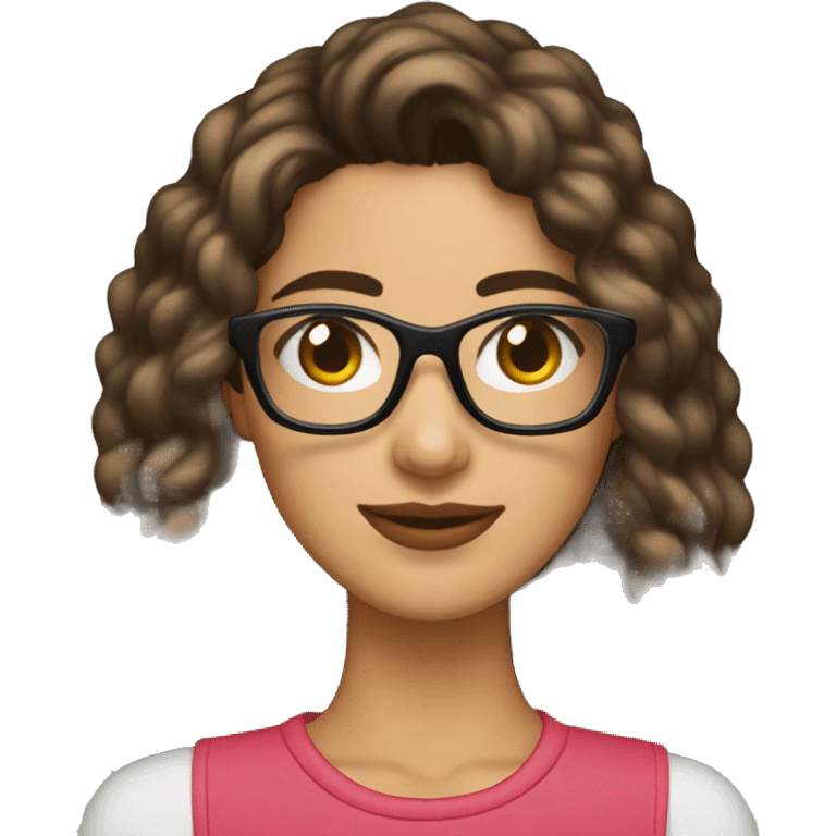 joven morena con lentes con ordenador emoji