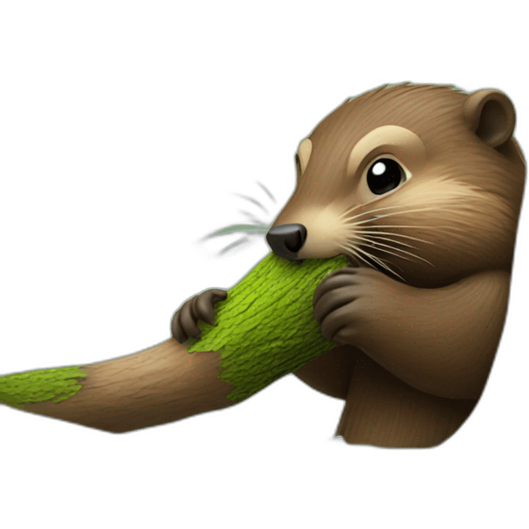 Beaver biting tree emoji