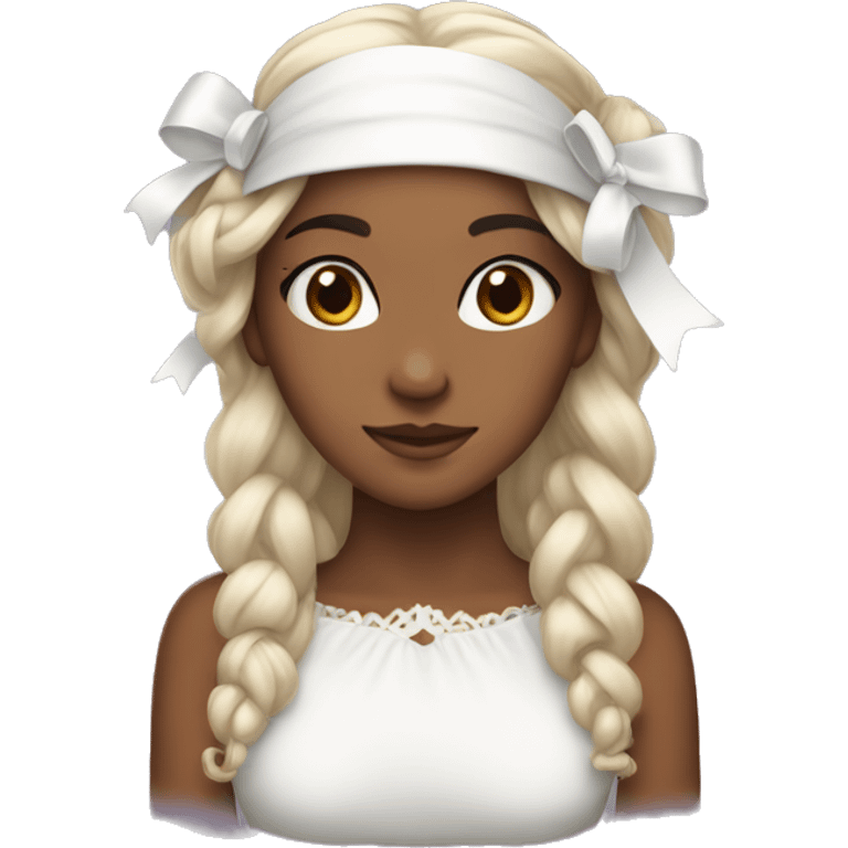 A beautiful brunnet with a white bow on her head emoji