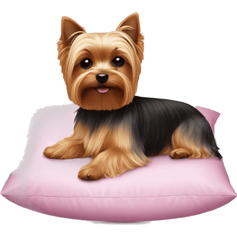 Yorkie on the pink pillow  emoji