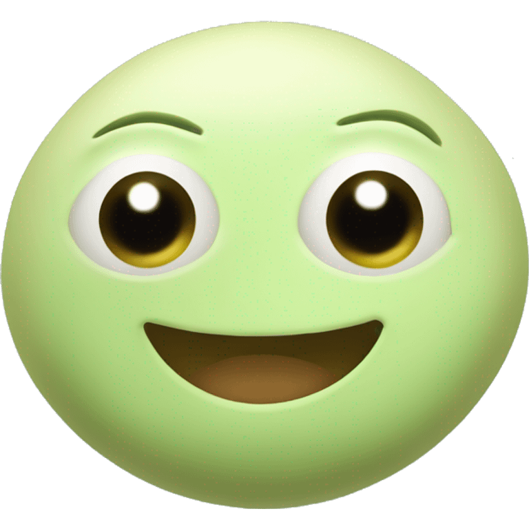 Light green small round plump dumpling, three eyes on it, with a small simple smiling mouth  emoji