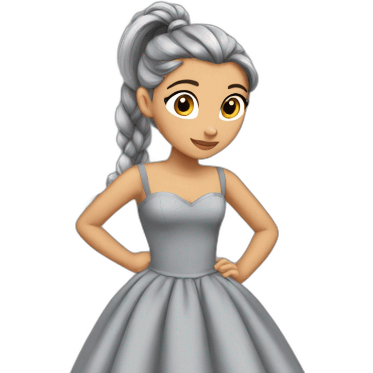 arianagrande-pony-tail-grey-dress emoji