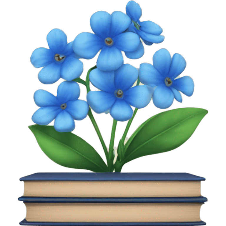 Blue flowers and books emoji