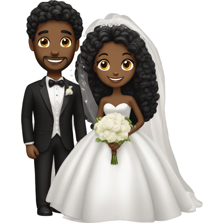 Handsome Jewish groom and beautiful black bride emoji