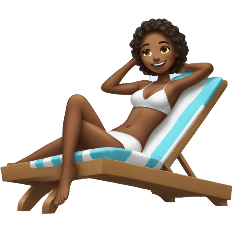 girl laying on a sunbed with a drink emoji