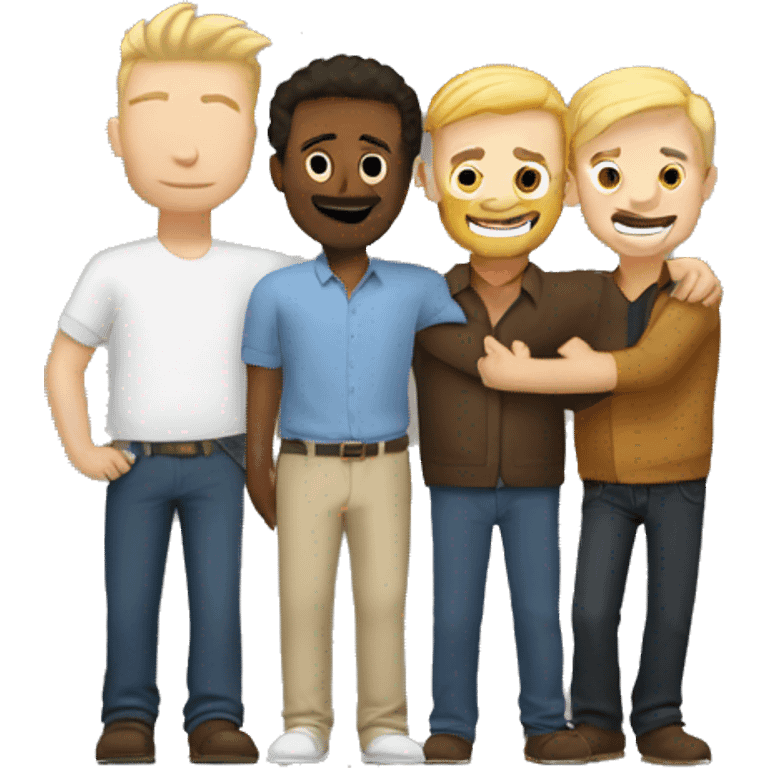 white men hugging, a blond short men and a brown tall men  emoji