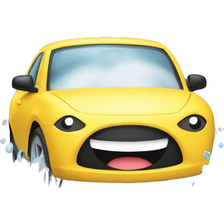 a happy car being washed emoji