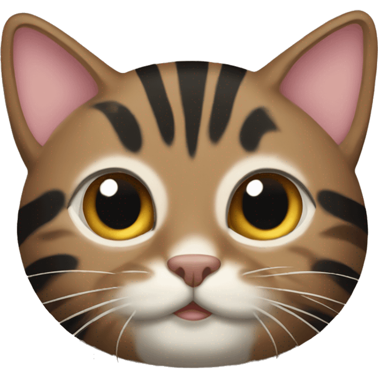 Large brown striped tabby cat and black kitten emoji