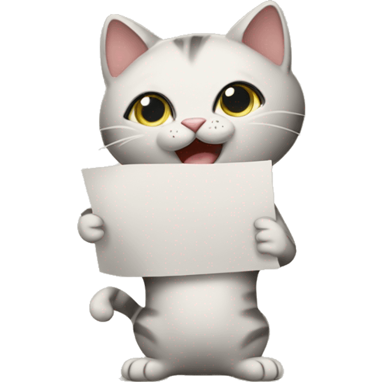 a cat holding a piece of paper that says anua emoji