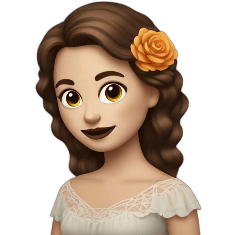 dia de los muertos happy girl with pixie Brown hair emoji