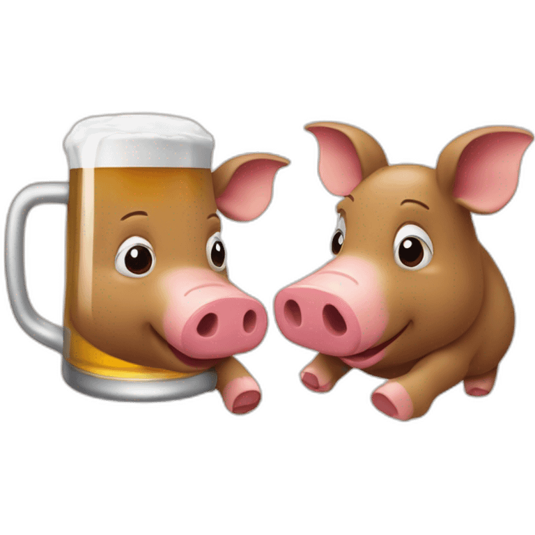 Cochons qui boit une bière emoji