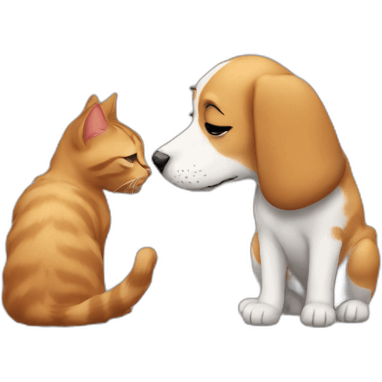 a cat kissing a dog emoji