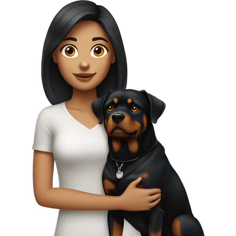 Brunette girl with rottweiler emoji