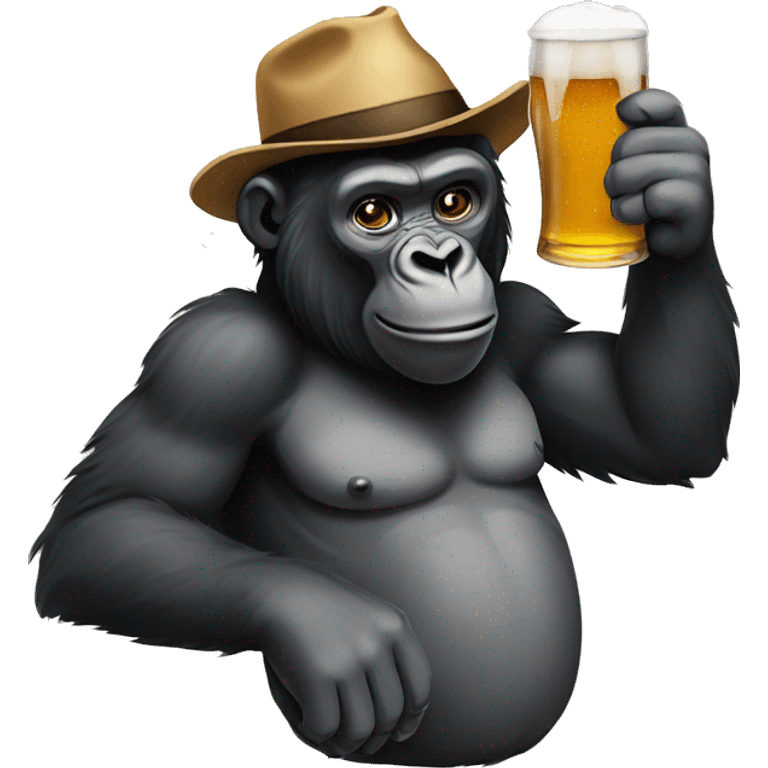 Gorilla drinking a beer emoji