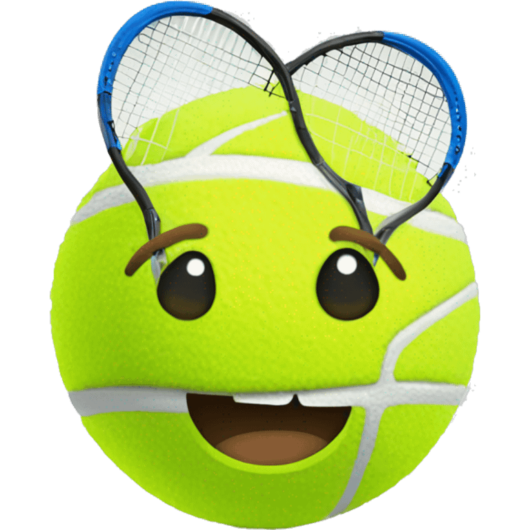 Tennis ball with face And small hands And short legs emoji