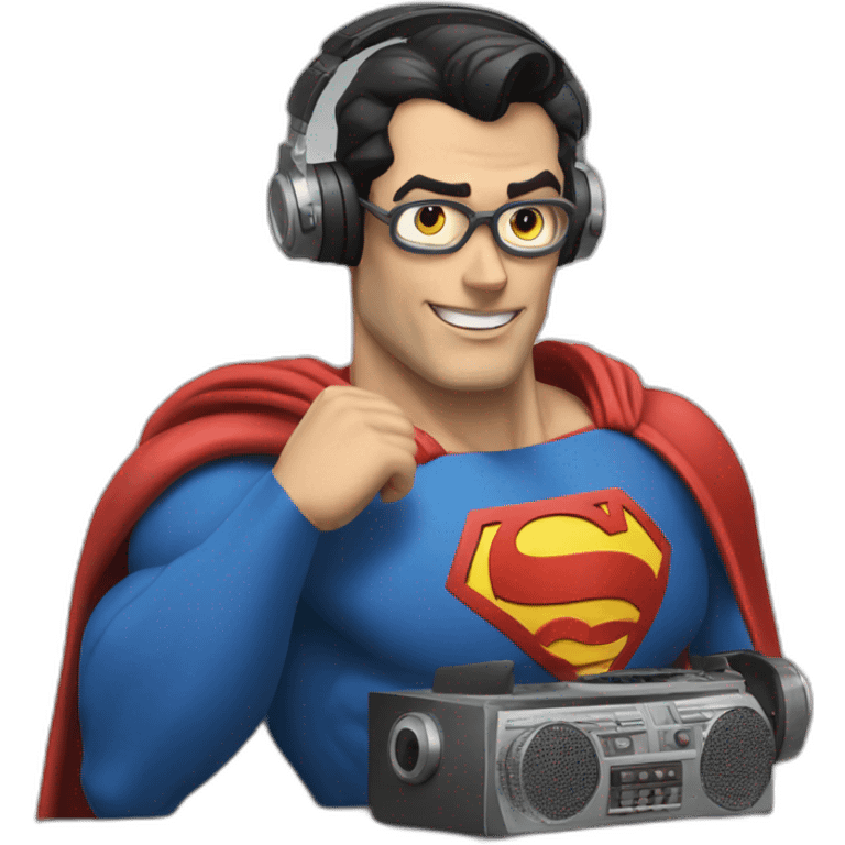 Superman listening radio emoji