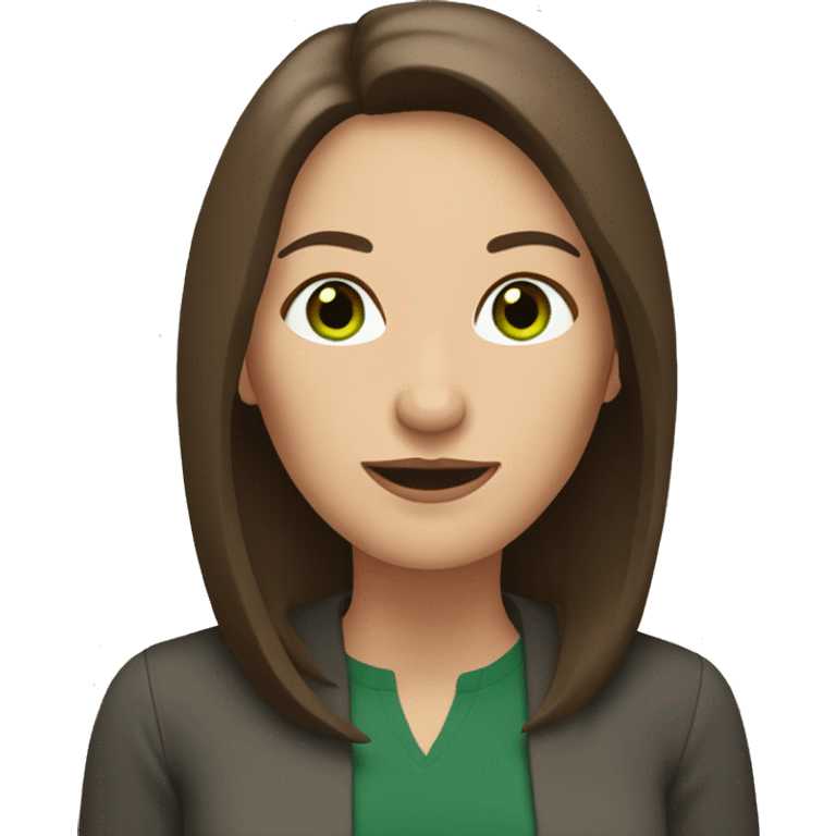 middle age woman with green eyes and shoulder length straight brown hair emoji