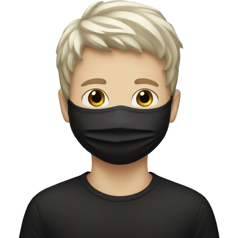 white Boy , black covid mask emoji