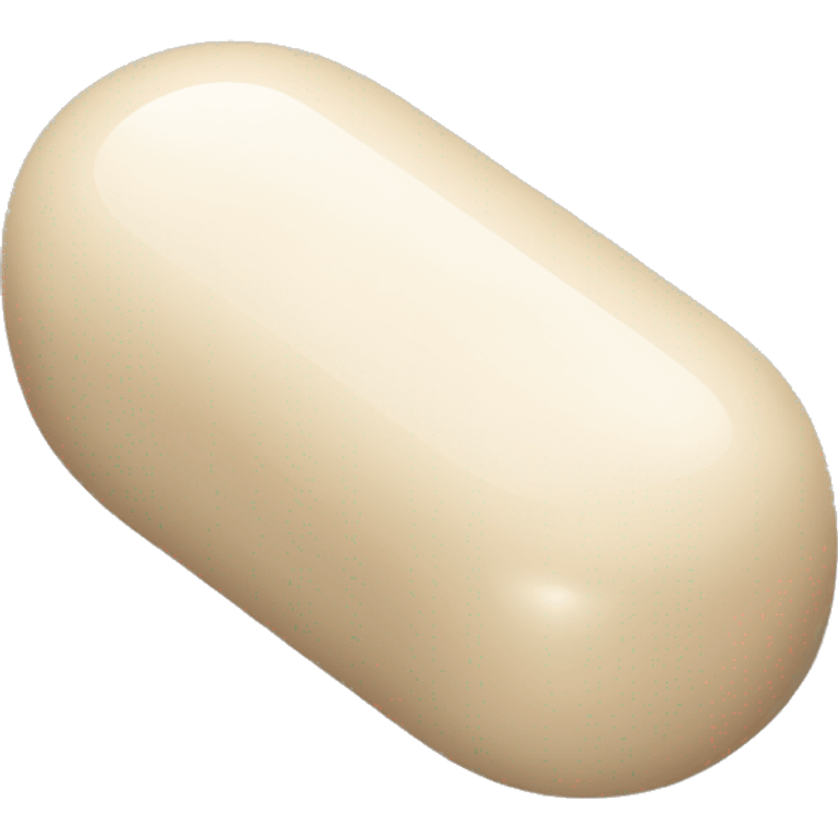 Singular glossy coated oblong beige pill capsule emoji